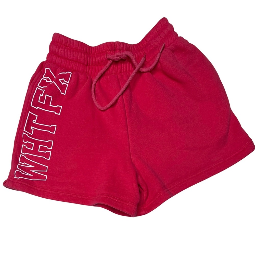 White Fox Boutique Red Logo Sweat Shorts Drawstring Fleece Loungewear XS T9